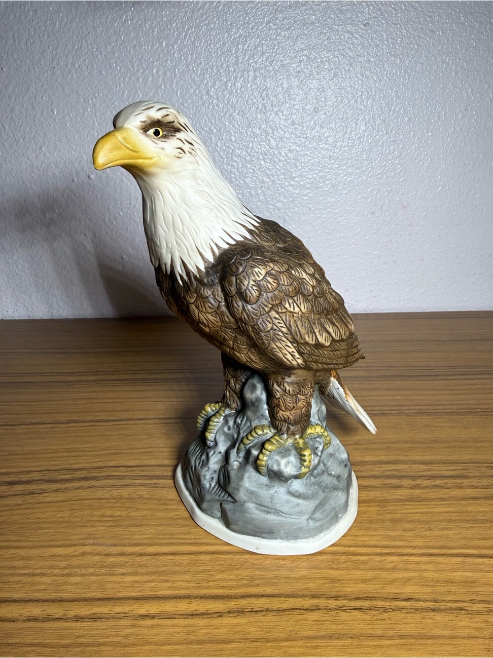 Enesco Bald Eagle on a Rock Porcelain 8" Vintage Figurine